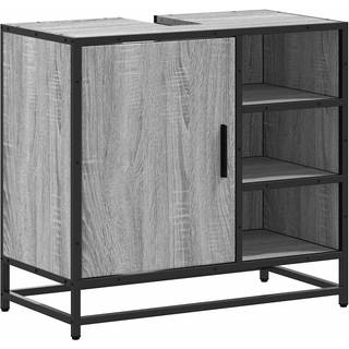 skab til håndvask til badeværelse 65x33x60 cm grå sonoma-eg