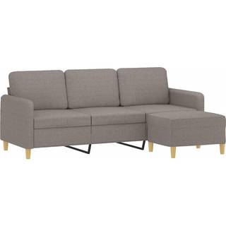 3-personers sofa med fodskammel 180 cm stof Gråbrun