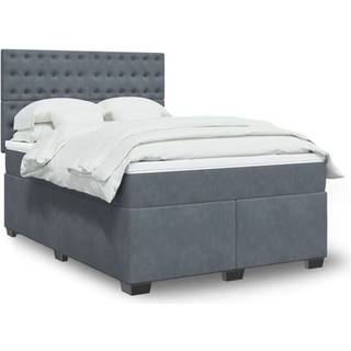 kontinentalseng med madras 160x200 cm fløjl mørkegrå