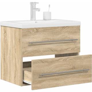 Møbelsæt Til Badeværelse 2 Dele Konstrueret Træ Sonoma-Eg - Med vandhane / 60 x 38.5 x 48 cm