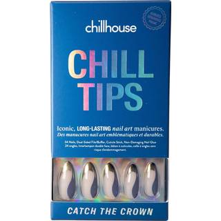 Chillhouse Chill Tips Signaturer Tryk på Nails Kit Fang kronen - 24 Negleformer og størrelser Dobbeltsidet buffer & filkutikulelstok & lim - Lang