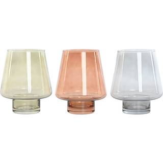 Vase Home ESPRIT Blå Grøn Rav Krystal Moderne 14,5 x 14,5 x 18 cm (3 enheder)