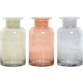 Vase Home ESPRIT Blå Grøn Rav Krystal 14,5 x 14,5 x 26,5 cm (3 enheder)