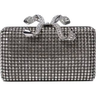 Self-Portrait Bow Small crystal-embellished clutch - silver - One Size