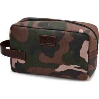 Bladmønstret Camouflage Kanvas & Bøffellæder Toilettaske
