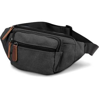 Mørkegrå Canvas & Brun Læder Bæltetaske