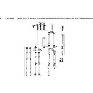 ROCKSHOX CSU SID World Cup Solo Air, Carbon Taper (ingen gradienter) (SID RLC / SID XX/RL) 27'', 42mm Off-Set Diffusion