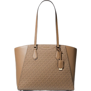 MK Taryn Large Signature Logo and Leather Tote Bag - Natural - Michael Kors - ONE SIZE