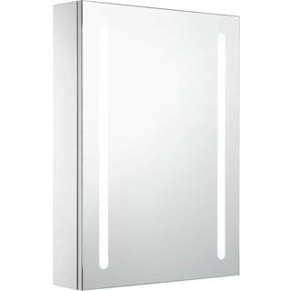 badeværelsesskab med spejl + LED-lys 50x13x70 cm