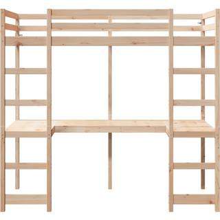 højseng uden madras 80x200 cm massivt fyrretræ gyldenbrun