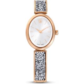 Crystal Rock Oval Uhr, Schweizer Produktion, Kristallarmband, Roséfarben, Roségoldfarbenes Finish