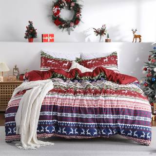 Caromio Christmas Däcke Cover Set King Size - Boho Christmas Holiday Reindeer Tryckt täcke omslag Set mjuka och andningsbara juldekorationer Bädd