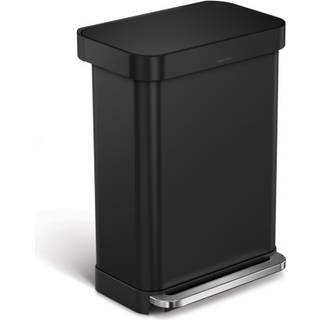 Simplehuman 55L rektangulær pedalspand med linerlomme, sort