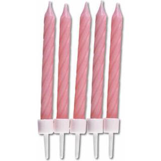 Lyserøde kagelys 10 stk