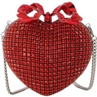 Self-Portrait Bow crystal-embellished clutch - red - One Size