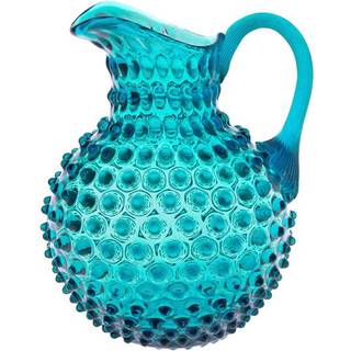KLIMCHI Serving And Trays - 'Hobnail Jug', aquamarine in Aquamarine Glass