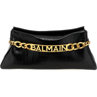Balmain 1945 PB embossed leather clutch - black - One Size