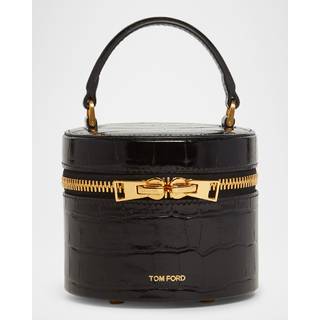 Tom Ford Audrey Mini croc-effect leather vanity bag - black - One Size
