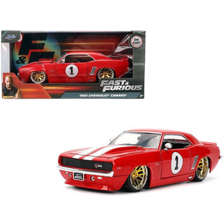 Jada Toys Fast & Furious 1:24 1969 Chevy Camaro Die -Cast Model Car Detailed Exterior Authentic Movie Replica Collectible Toy - Ages 8 Red