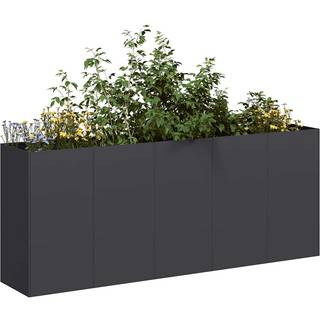 Plantekasse Sort Koldvalset Stål Stål/Sort - 200 x 40 x 80 cm