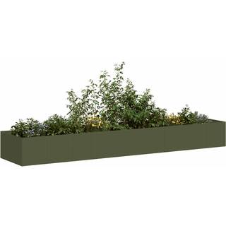plantekasse 360x80x40 cm stål olivengrøn
