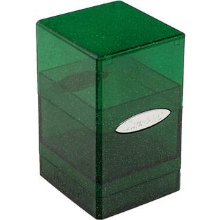 Ultra Pro - Satin Tower 100+ Standard Size Card Deck Box (Green Glitter) - Beskyt dine spilkort sportskort eller samlerobjekter i stilfuld glitte