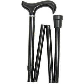 Sammenklappelig stok, ekstra lang, højdejusterbar, sort