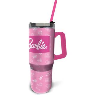 Barbie drikkedunk - XL termoflaske 940 ml - Drikkedunk med sugerør og håndtag - Stor drikkedunk