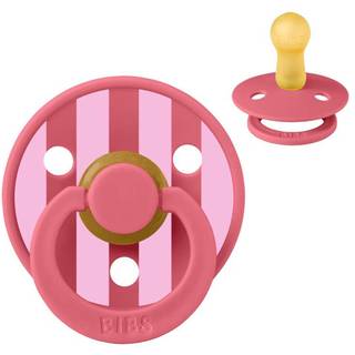 BIBS Rund Colour Sut - Str. 2 - Naturgummi - Studio - Block - Coral/Baby Pink