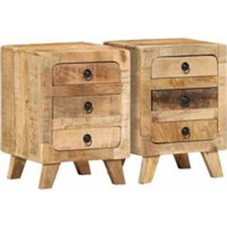 sengeborde 2 stk. 37x32x50 cm massivt ru mangotræ