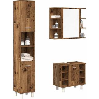 Møbelsæt Til Badeværelse 3 Dele Konstrueret Træ - Gammelt træ