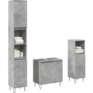møbelsæt til badeværelse 3 dele konstrueret træ betongrå