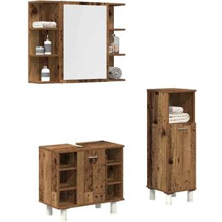 Badeværelsesmøbelsæt 3 Dele Konstrueret Træ - 1 / Gammelt træ