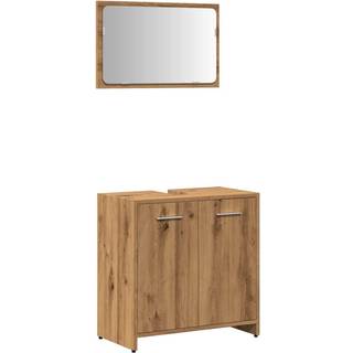 badeværelsesskab med spejl 58x33x60 cm konstrueret træ kunsteg
