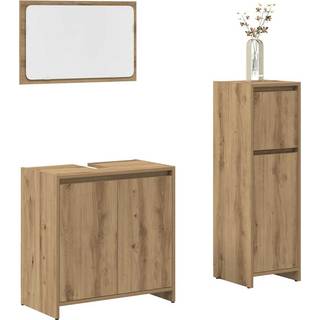 Badeværelsesmøbelsæt 3 Dele Konstrueret Træ - artisan eg
