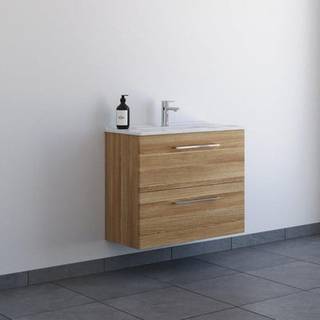 Dansani Mido+ møbelsæt 81cm m/2 skuffer og Amber Mini vask, Varm eg