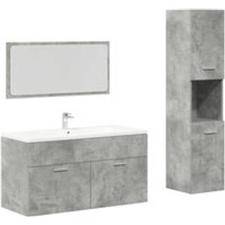 møbelsæt til badeværelse 3 dele konstrueret træ betongrå