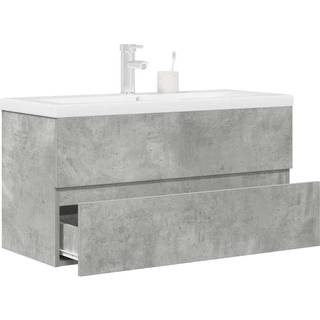 møbelsæt til badeværelse 2 dele konstrueret træ betongrå