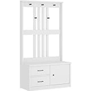 Hall Træ Sandens 87X40X159,5 Cm Massivt Fyrretræ - Hvid