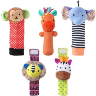 Peanutshell Sock Rattles Sæt af 5-Girl Boy Baby Rattle Socks Soft Toys 0-6-12 Måned spædbarnslegetøj High Contrast Baby Toys For Newborn New Born