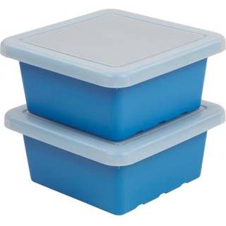 Ecr4kids firkantet skraldespand med låg opbevaringscontainere Franskblå 2-pack