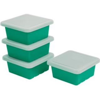 Ecr4kids firkantet skraldespand med låg opbevaringscontainere Emerald 4-pack