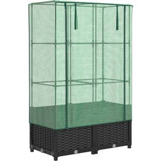 højbed med drivhusovertræk 80x40x138 cm rattan-look