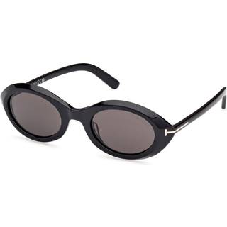 TOM FORD Kvinde FT1186 CARMEN 01A Solbriller Acetat Sort Røg Rund Normal