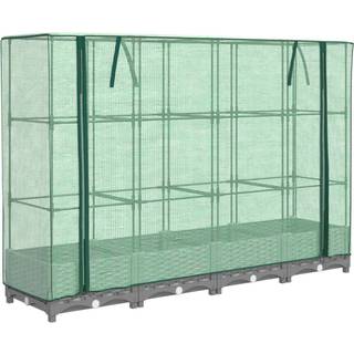 højbed med drivhusovertræk 160x40x123 cm rattan-look