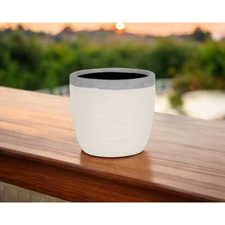 6 """" Cream and Grey Crackle Mosaic Ceramic Indoor Outdoor Round Pot Planter