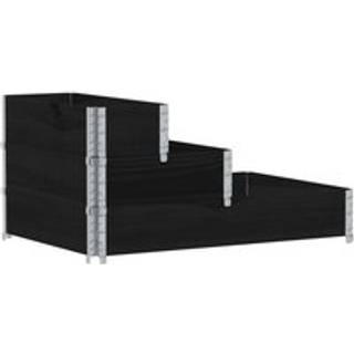 højbed 120x80 cm 3 niveauer massivt fyrretræ sort