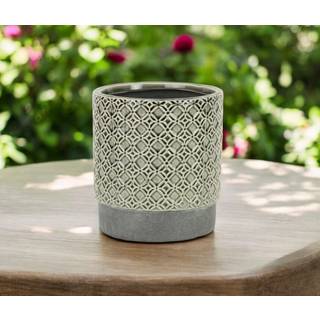 6 """" Gr? geometrisk keramisk indend?rs udend?rs rund potten planter