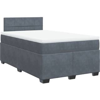 Kontinentalseng Med Madras Fløjl Mørkegrå - Blok med firkanter / 120 x 190 cm