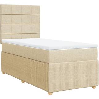 kontinentalseng med madras 90x200 cm stof cremefarvet